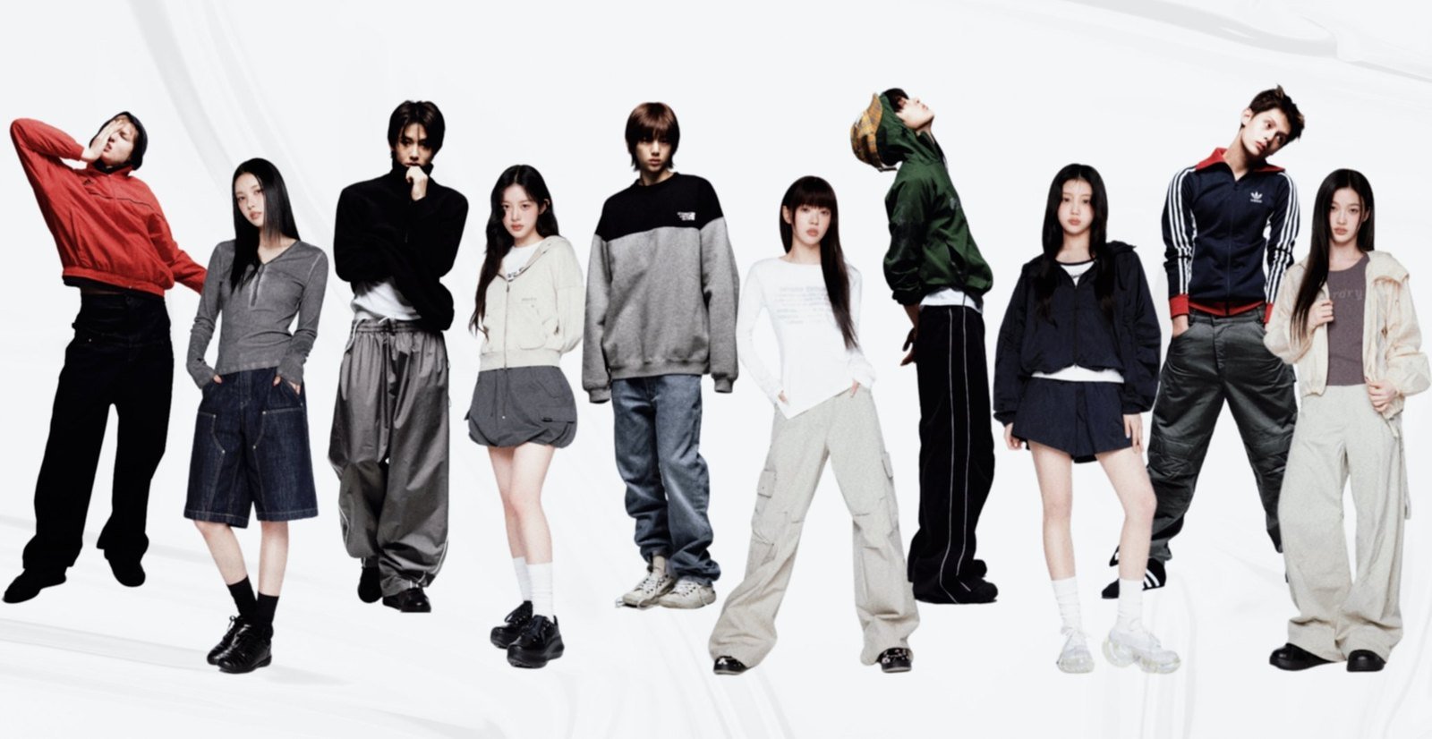 CORTIS and ILLIT together in one edit: Martin, Juhoon, James, Seonghyeon and Keonho with Yunah, Minju, Moka, Wonhee and Iroha